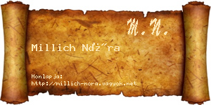 Millich Nóra névjegykártya